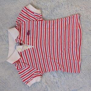 VTG 18M Izod Lacoste Striped Polo Shirt Red Blue White Vintage 80s USA